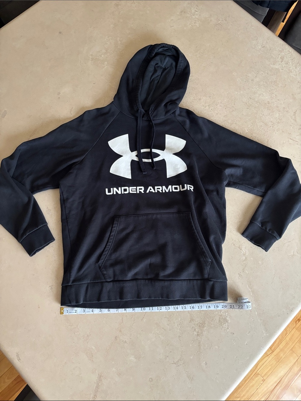 Under Armour Black Hoodie with White Logo and Pocket